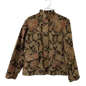 Flashback Vtg Womens Sz Medium Brown Paisley Tapestry Jacket Y2K Boho Hippie